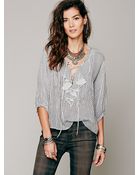 Free People FP One Ruffle Me Up Striped Blouse - Lyst