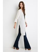 Forever 21 Sheer Lace-Paneled Kimono - Lyst