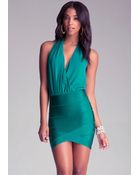 Bebe Drape Halter Dress - Lyst