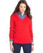 Tommy Hilfiger Cable-Knit V-Neck Sweater - Lyst