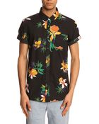 Obey Black Flower Print Shirt - Lyst