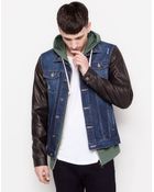 Pull&Bear Jacket with Fake Leather Sleeves - Lyst
