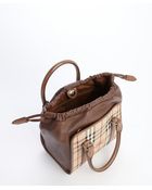 Burberry Camel Leather Nova Check Coated Canvas Drawstring Convertible Shoulder Bag - Lyst