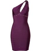 Hervé Léger Dress In Bordeaux - Lyst