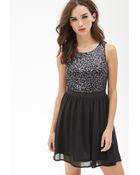 Forever 21 Sequined Fit & Flare Dress - Lyst