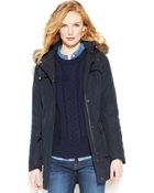 Tommy Hilfiger Faux-Fur Trim Parka Coat - Lyst