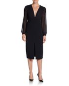 Michael Kors Sheer Sleeve Wool Dress - Lyst