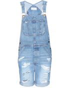 Current/Elliott The Shortall Denim Dungarees - Lyst