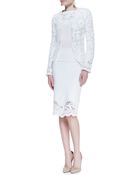 Oscar de la Renta Crochet Trim Cotton Knit Skirt White - Lyst