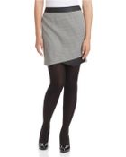Kensie Houndstooth And Faux Leather Skirt - Lyst