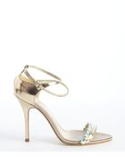 Dior Gold Leather Crystal Detail Strappy Sandals - Lyst