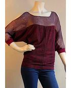 Language Printed Silk Cold Shoulder Top - Lyst