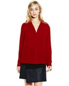 Vince Camuto V-Neck Shirttail Blouse - Lyst