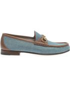 Gucci Horsebit Denim and Leather Loafers - Lyst