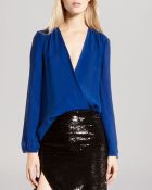 Halston Heritage Top - Print Wrap Front Silk - Lyst