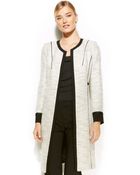 Calvin Klein Collarless Tweed Piped Long Jacket - Lyst