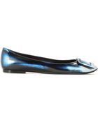 Roger Vivier Belle Vivier Metallic-leather Ballerinas - Lyst