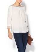 Rebecca Taylor Embellished Neck Blouse - Lyst
