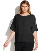 Calvin Klein Plus Size Embellished-shoulder Top - Lyst