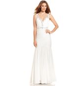 Adrianna Papell Embellished Pleat-Panel Mermaid Gown - Lyst