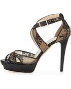 Jimmy Choo Kuki Lace Platform Sandal Black - Lyst