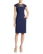 Saks Fifth Avenue Black Label Mesh Detailed Cap-Sleeve Dress - Lyst