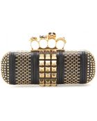 Alexander McQueen Skull Knuckle Embellished Box Clutch With Leather - Lyst