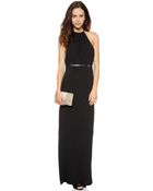 Halston Heritage Gathered Neck Gown - Black - Lyst