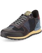 Valentino Mens Rockrunner Camo-Print Sneaker - Lyst
