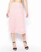 Asos Pleated Midi Skirt In Gingham Print - Lyst