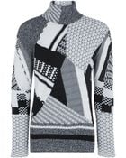 Nicole Farhi Patchwork Knit High Neck Jumper - Lyst
