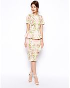 Asos Premium Floral Peplum Dress - Lyst