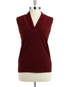 Jones New York V Neck Blouse - Lyst