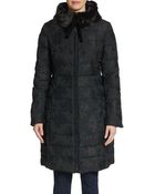 Vera Wang Chinoiserie Faux Fur-Collar Puffer Coat - Lyst
