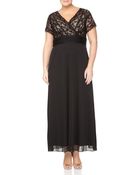 Marina Lace-Inset Chiffon Gown, Black/Nude - Lyst