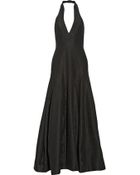 Halston Heritage Halterneck Jacquard Gown - Lyst