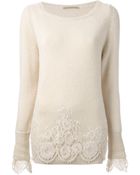 Ermanno Scervino Lace Detail Sweater - Lyst