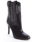 Saint Laurent Black Leather 'Debbie' Studded Detail Boots - Lyst
