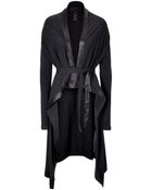 Donna Karan New York Draped Cardigan With Leather Trim - Lyst
