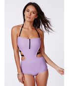 Missguided Florina Cut Out Swimsuit - Lyst