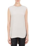 Helmut Lang Leather-Trim Cloqué Tank - Lyst