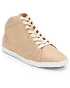 Joie Felton Goldtone Leather Sneakers - Lyst