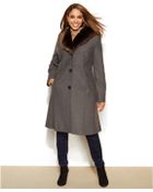 Jones New York Plus Size Fauxfurcollar Coat - Lyst