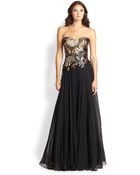 Teri Jon Sequined Strapless Chiffon Gown - Lyst