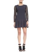 Rebecca Taylor Mesh-Detail Pleated Dress - Lyst