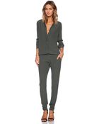 Monrow Crepe Long Sleeve Jumpsuit - Lyst