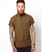 Asos Military Shirt In Short Sleeve - Lyst