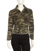 Fade To Blue Cropped Studded-Cuff Camo Jacket - Lyst