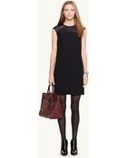 Ralph Lauren Black Label Lambskin-Trim Brooke Dress - Lyst