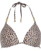 River Island Brown Leopard Print Jewel Strap Bikini Top - Lyst